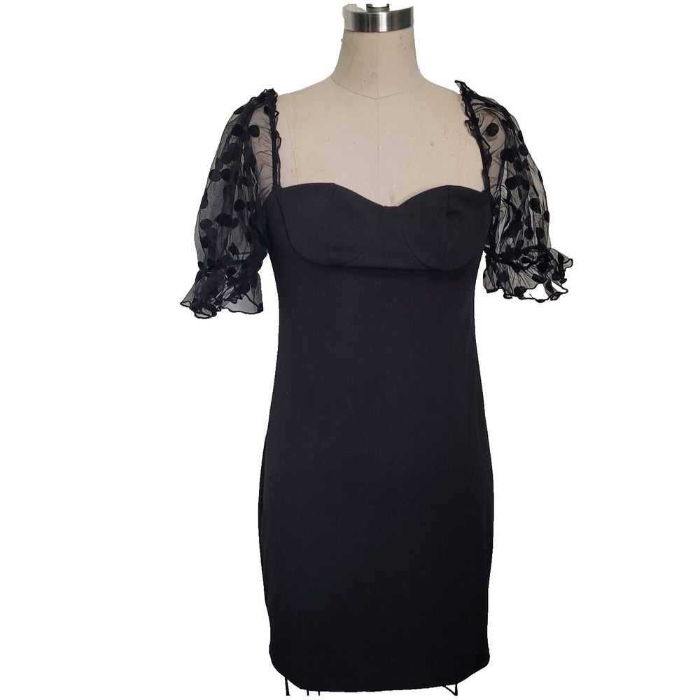 Shein Dress Womens L Black Short Evening Formal Cocktail Bodycon Sheer S…